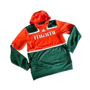 Miami Hurricanes Adidas Unisex Green and Orange Hoodie M